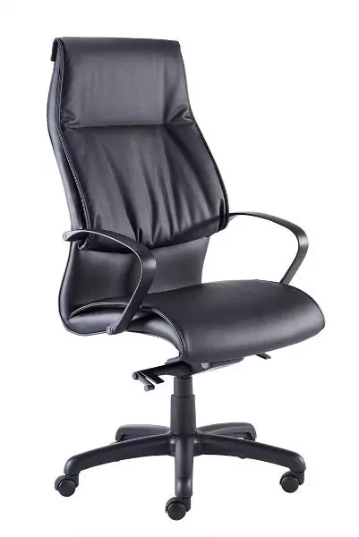 Model 7600 Exec High back swivel with Knee Tilt Mechanism – Leather–Black